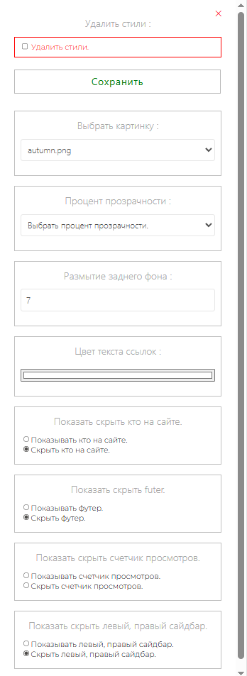 Фото : Дополнительные настройки стилизации.