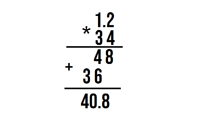 Пример умножения десятичной дроби на число :