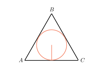 Радиус окружности, вписанной в равносторонний треугольник