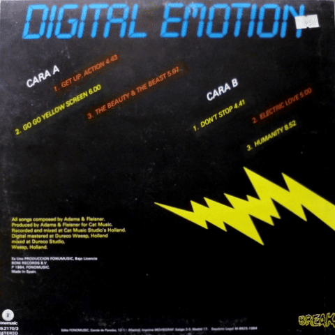 Фото пластинки Digital Emotion задняя сторона Фото пластинки Digital Emotion задняя сторона
