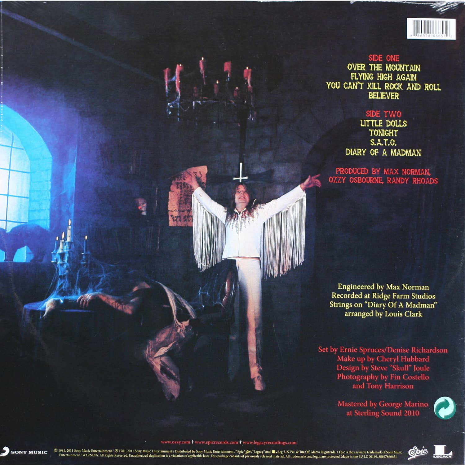 Обратная сторона Ozzy Osbourne - Diary Of A Madman. Обратная сторона Ozzy Osbourne - Diary Of A Madman.