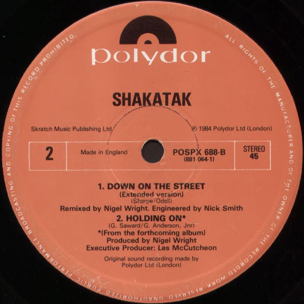 лейбл Пластинки Shakatak - Down on the street лейбл Пластинки Shakatak Down on the street
