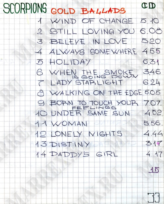 Scorpions ‘Gold Ballads‘ из тетради. Scorpions ‘Gold Ballads‘ из тетради.