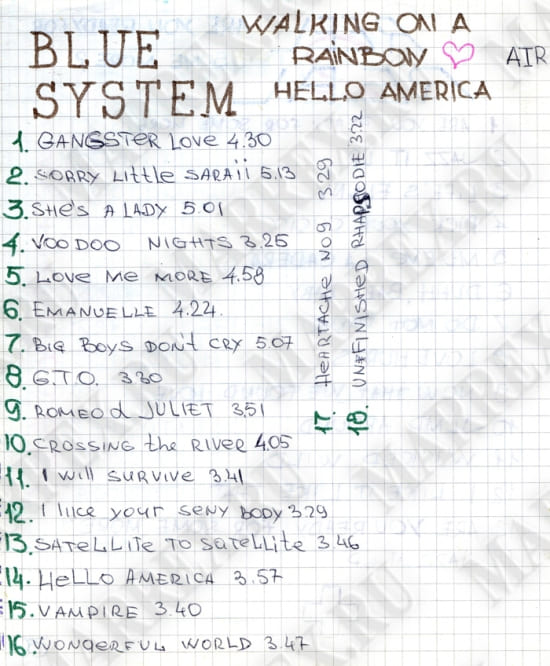 Blue System – Walking On A Rainbow / Hello America - из тетради. Blue System – Walking On A Rainbow / Hello America - из тетради.