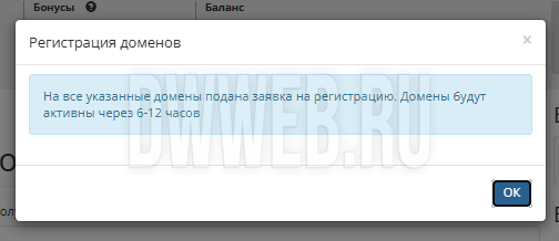 Заполняем данный для регистрации домена: Заполняем данный для регистрации домена: