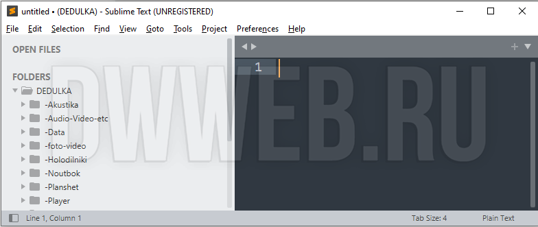 Скриншот с толщиной шрифта папок боковой панели в Sublime Text - 4‘.
